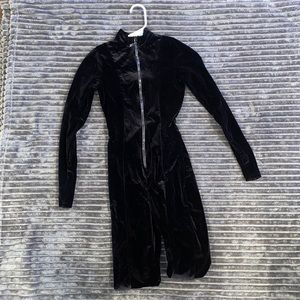 Black suede studded jumpsuit